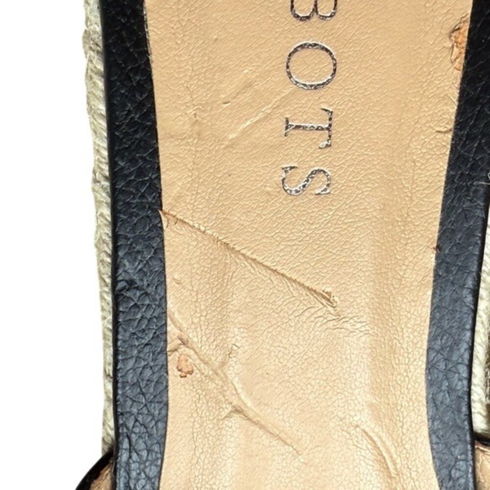 Talbots Black Women's Leather Wedge Espadrille Slide Sandals, size 8 - Picture 12 of 14